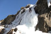 Frozen waterfall ice climbing