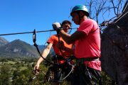 Preparing for the tyrolean travers high ropes adventures