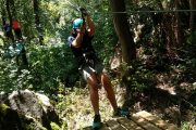 Tyrolean crossing on high ropes adventure course