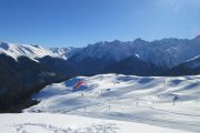 Winter paragliding in the high Pyrenees