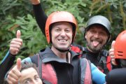 All smiles after river rafting in the Pyrenees
