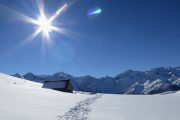 blue skies and snowshoeing in the Pyrenees