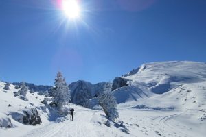 XC skiing on skinny skis