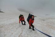 Learning rope skills on summer alpinism course
