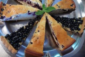 Homemade bilberry tart from foraged bilberries