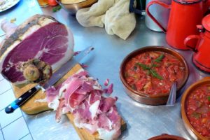 Cured local ham from the Ariege Pyrenees