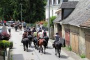 Horse riders leaving Castillon on Transhumance