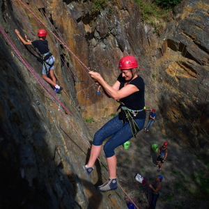 Rock climbing on a family adventure holiday in the French Pyrenees