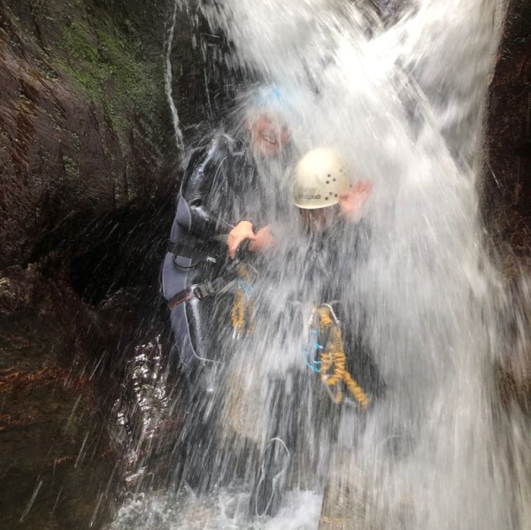 Fun on a river canyoning descent iin France