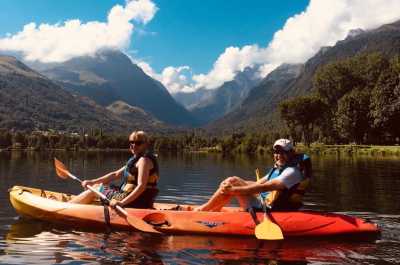 Lake kayaking on a family adventure holiday