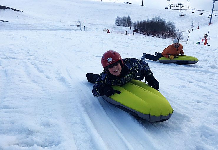 Air-boarding is a great winter adventure for families