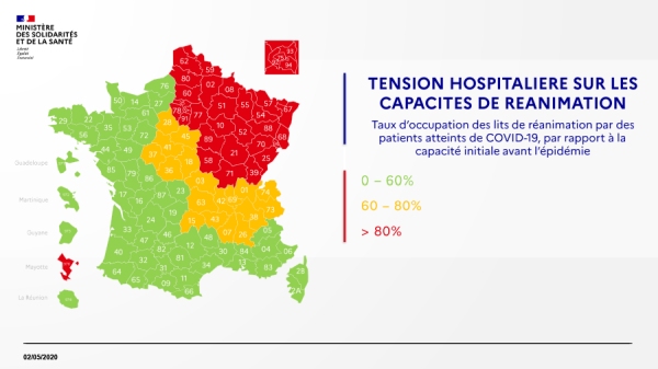 Map of covid-19 in French departments