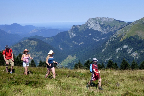 Family hiking in the French Pyrenees