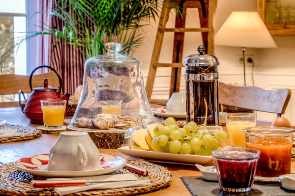 Stopover at a B&B en route to the Pyrenees Breakfast at a B&B in France