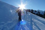 blue skies ski touring