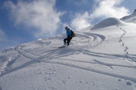 enjoying the powder ski touring