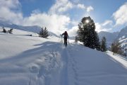 skinning up on ski touring skis