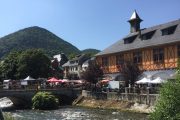 Pyrenees market town on the river