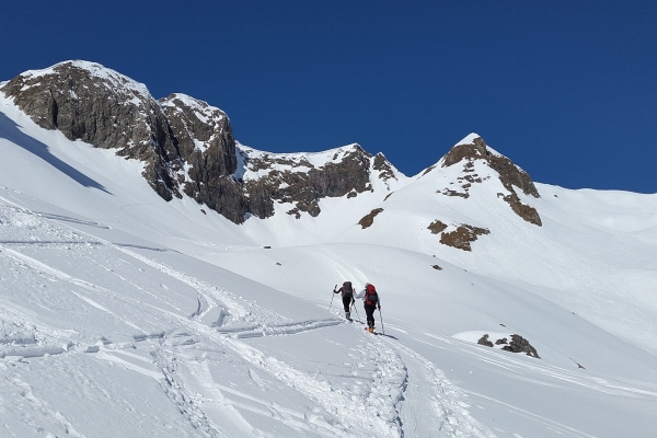 Ski touring uphill