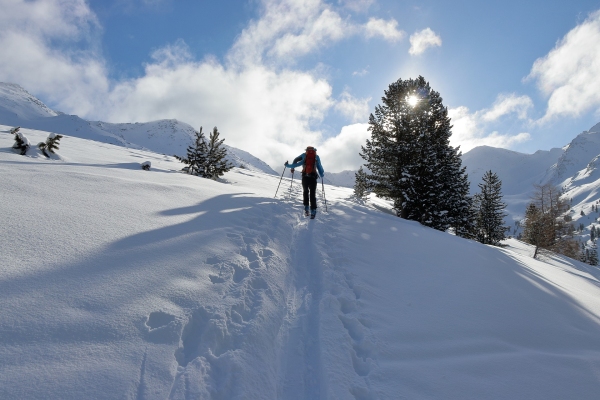 Heading out on a back-country ski tour Heading out on a back-country ski tour