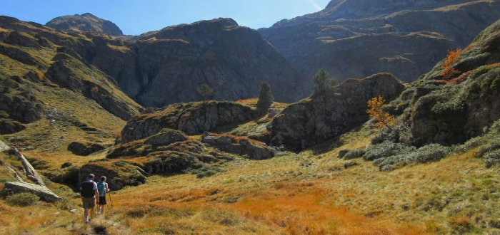 Autumn hiking scene in the French Pyrenees