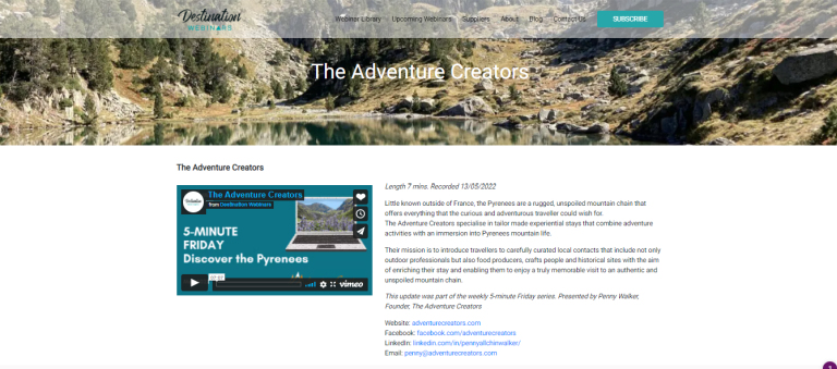 Destination webinars Pyrenees presentation